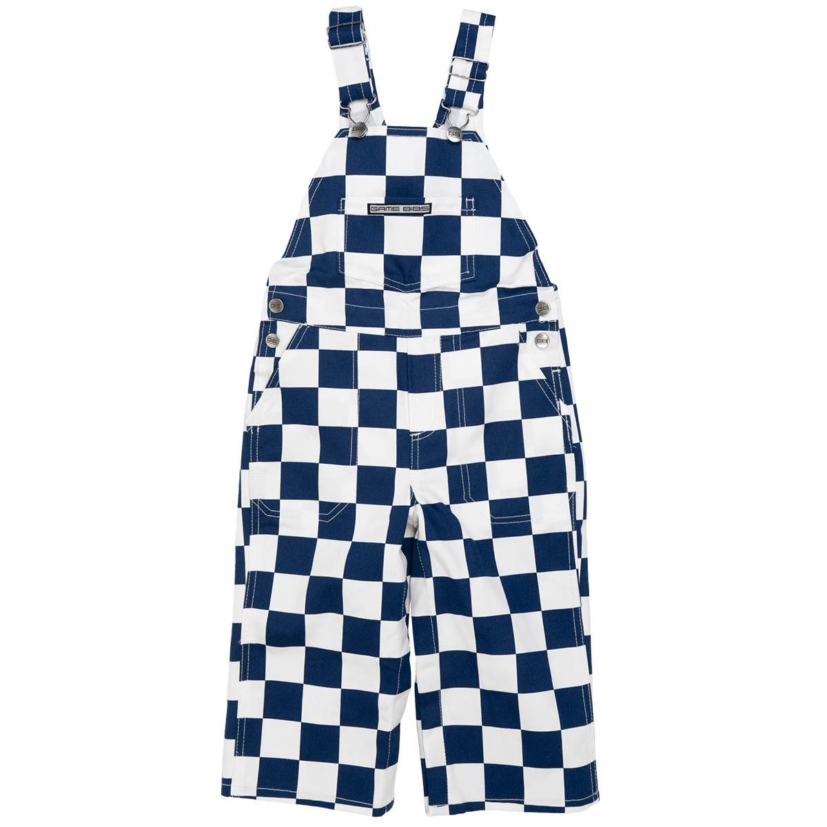 Game bibs overalls toddler navy and white checkered